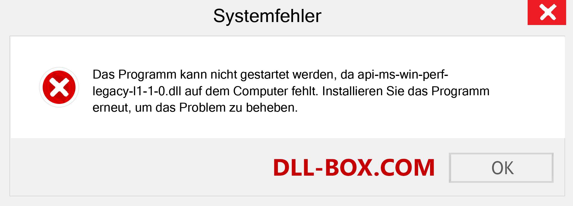 api-ms-win-perf-legacy-l1-1-0.dll-Datei fehlt?. Download für Windows 7, 8, 10 - Fix api-ms-win-perf-legacy-l1-1-0 dll Missing Error unter Windows, Fotos, Bildern